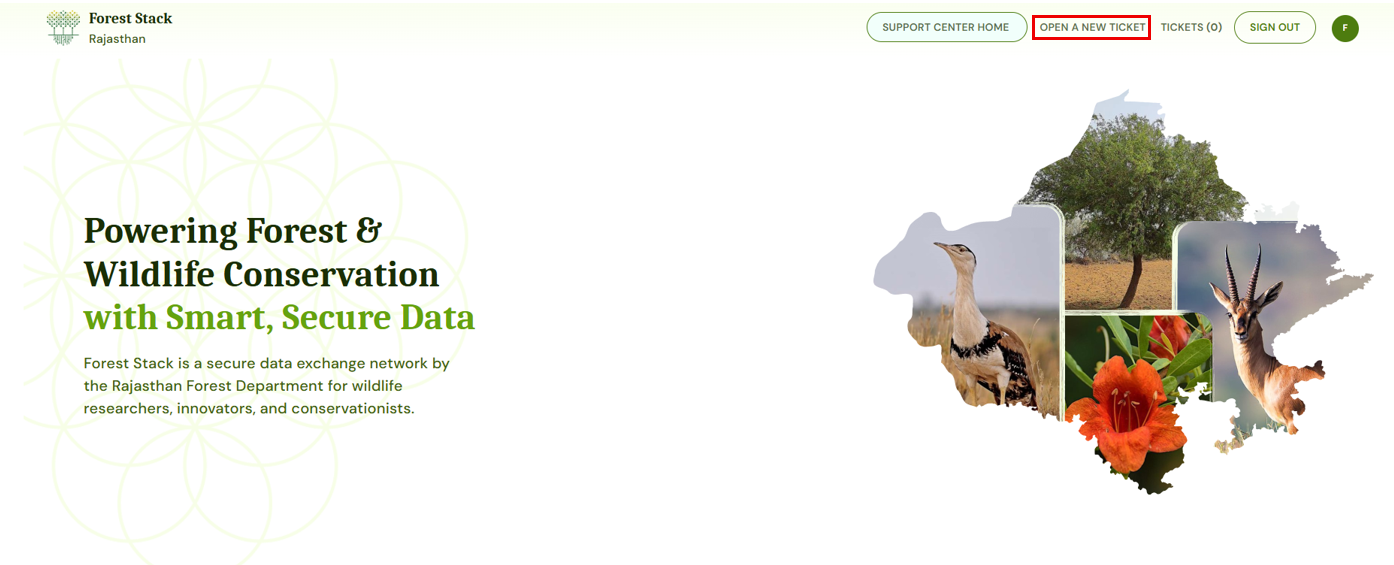 Open a New Ticket Button